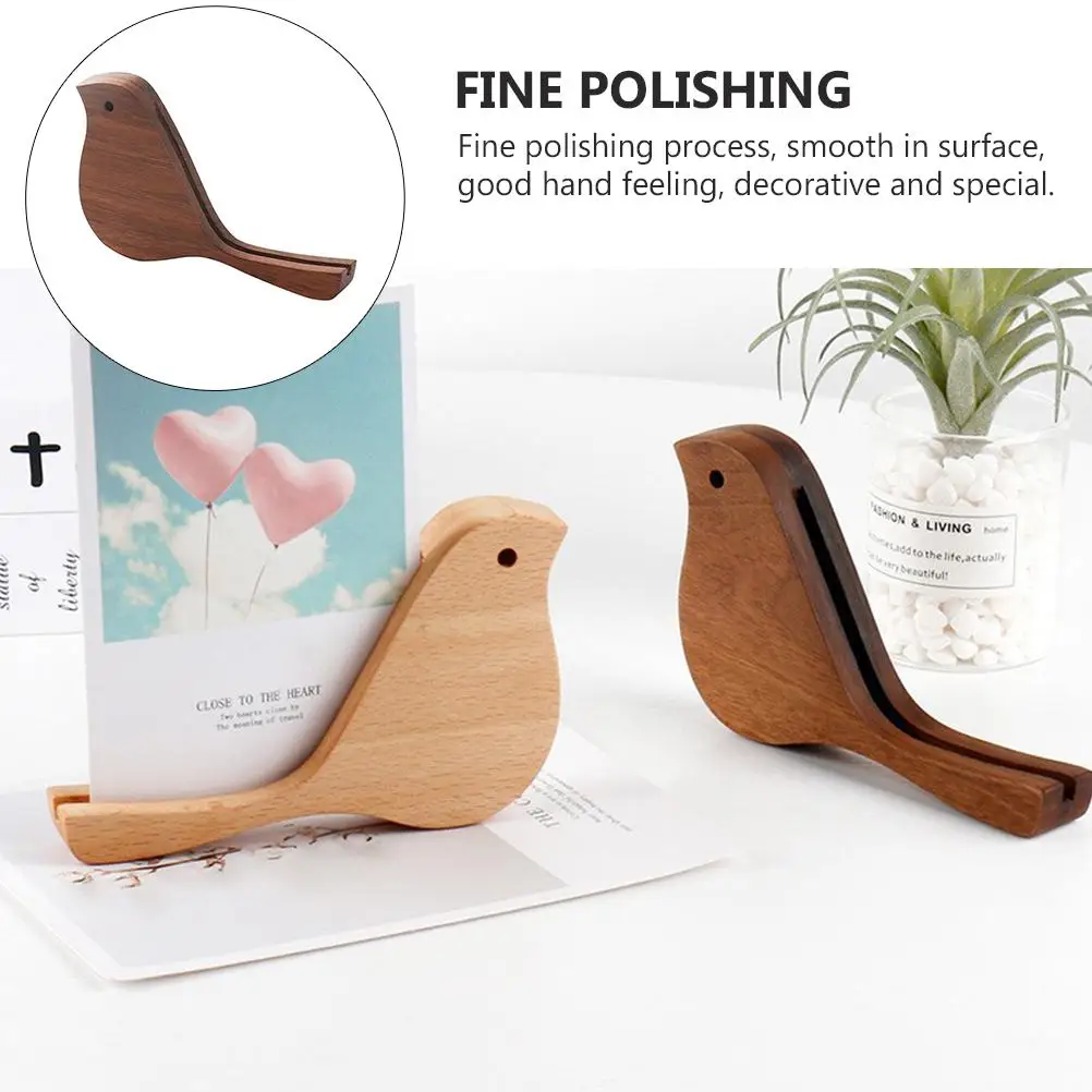 Desktop Vogel Kalender Halter Show Rack Dekor Walnuss Vintage Tisch Kartenhalter Postkartenständer