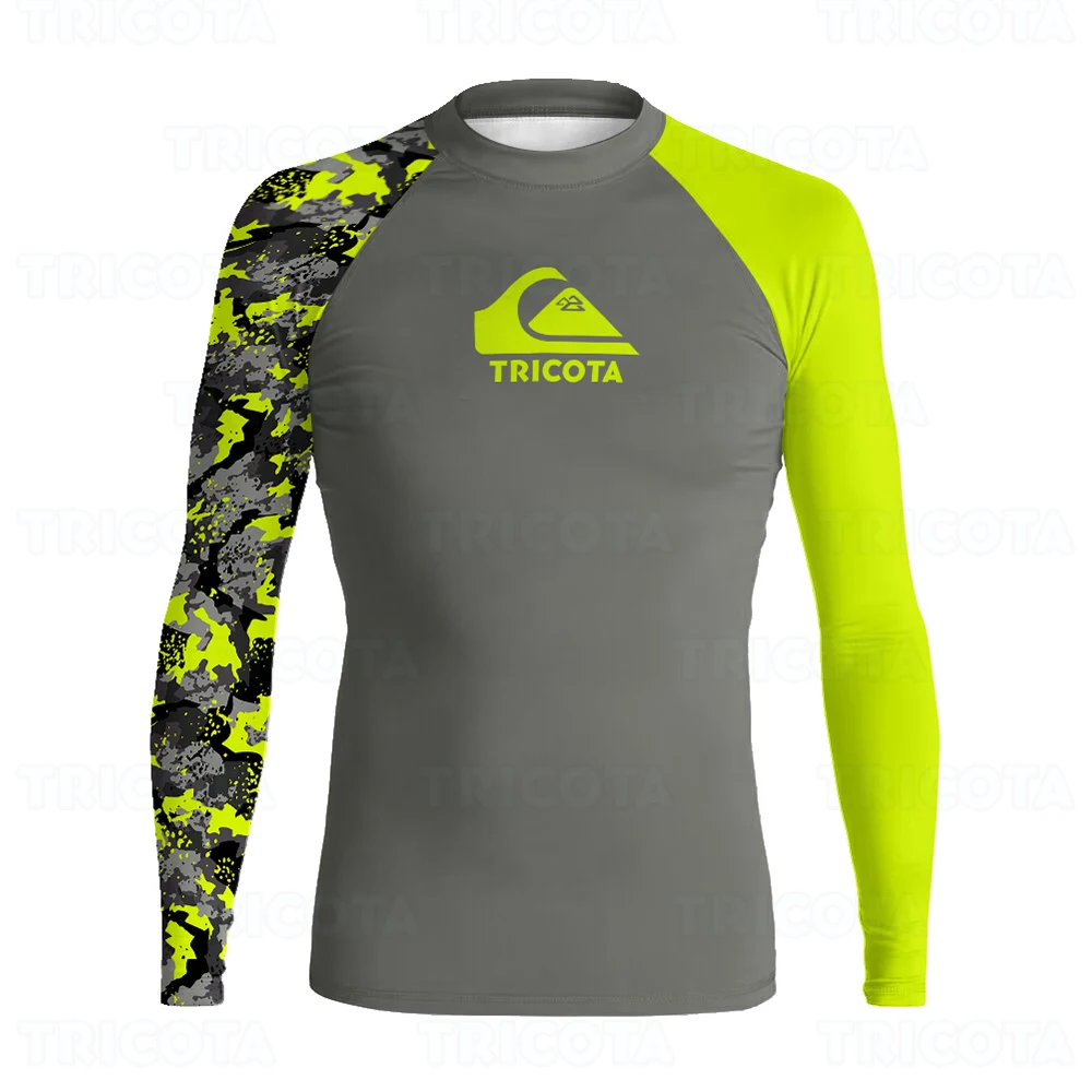 Men Surfing Shirts Summer UV Protection Swimwear Quick Dry Long Sleeve UPF 50+ Beach Protect T-shirt Surfing Swimsuit Surf Shirt