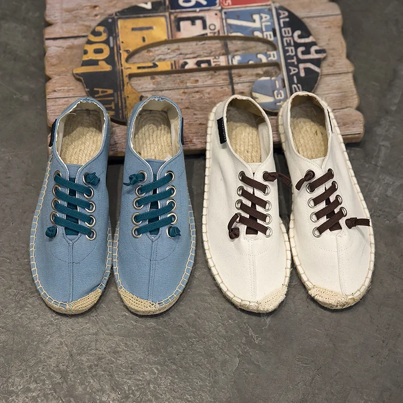 Men Hemp Fisherman Shoes 2021 Brand New Breathable Espadrilles Flats Solid Moccasins Casual Shoes Men Zapatos De Hom uik90