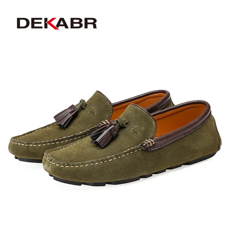 DEKABR Genuine Leather Men Shoes Spring Fashion Leather Men Loafers Flats New High Quality Casual Shoes For Men Driving Shoes