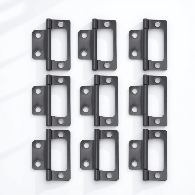 

12Pcs Thick Iron Door Hinges Black Matte Smooth Silent Opening for Interior Doors Cabinets Furniture Fittings Small Hinges