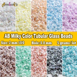 550pcs 2mm AB Milky Color Tubular Glass Beads 10/0 Japanese Uniform Spacer Seed Beads for Jewelry Making DIY Sewing Accessories
