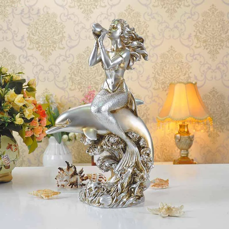 Modern Resin Mermaid Figurines Crafts Decoration Home Furnishings Accessories  Living Room Desktop Ornaments Dercor Art