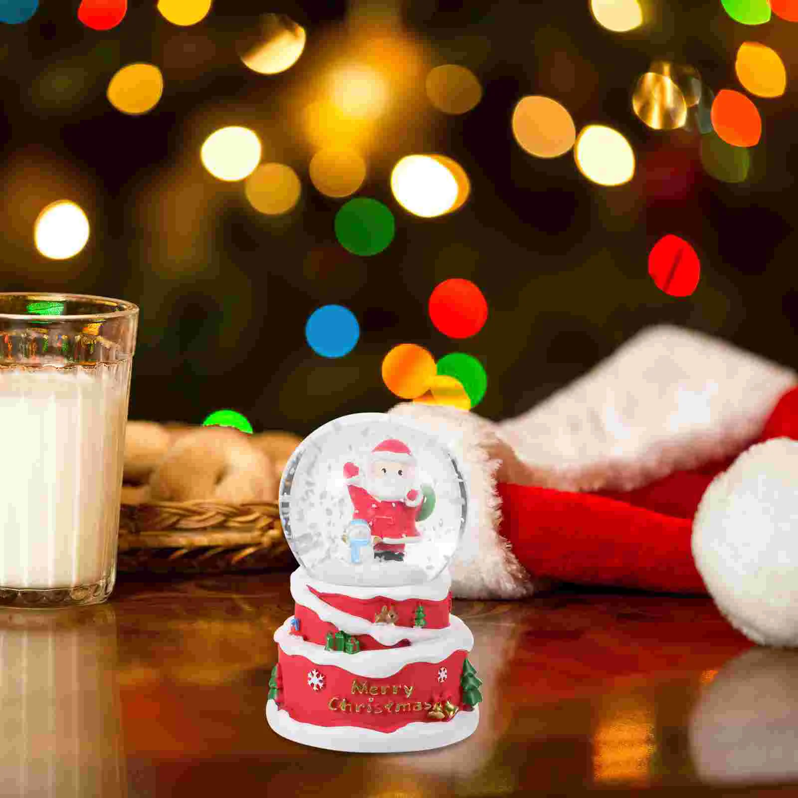 Resin Craft Crystal Ball Desktop Decoration Christmas Globe Holiday nament Xmas Tree Centerpieces Santa Claus Statue Home Garden
