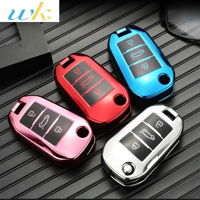 

TPU Car Flip Key Case Cover Shell For Peugeot 208 3008 308 508 408 2008 307 4008 For Citroen C4 C3 C6 CACTUS C8 Accessories