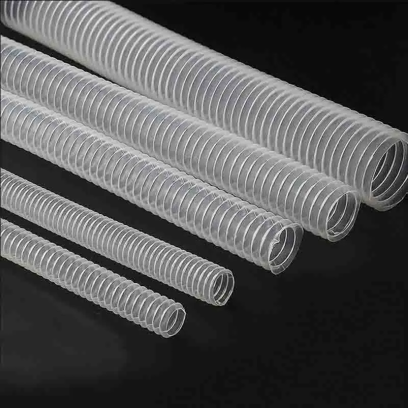 White Flexible PE Corrugated Pipe with Steel Wire Reinforced Transparent Conduit Sleeve Home Improvement Threaded Plastic Pipe
