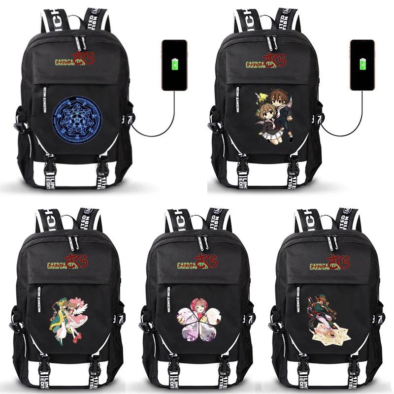 

Card Captor Sakura Anime USB Port Backpack Boy Girls Men Women Bag Travel School Bag Teenager Laptop Book Bag Mochila