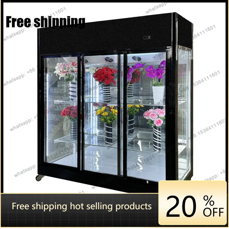 LS Commercial Flower Cabinet Vertical Refrigerated Display Cabinet Glass Door Large Capacity Flower Keeping Cabinet