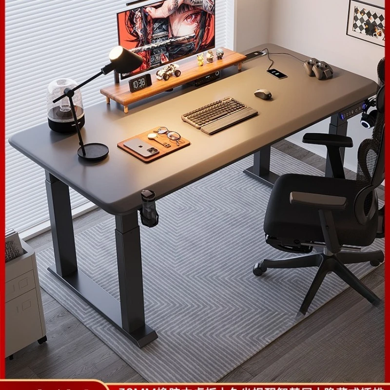 Electric lifting table Solid wood desk, four-column home desk Study table