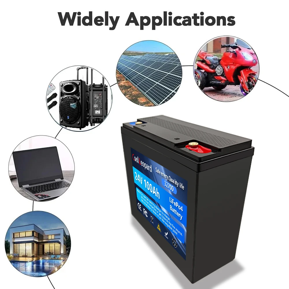 24V 100Ah 32700 LiFePO4-batterij met ingebouwde 100A BMS voor RV Marine Solar Overland Off-Grid oplaadbare lithium-ijzerfosfaat