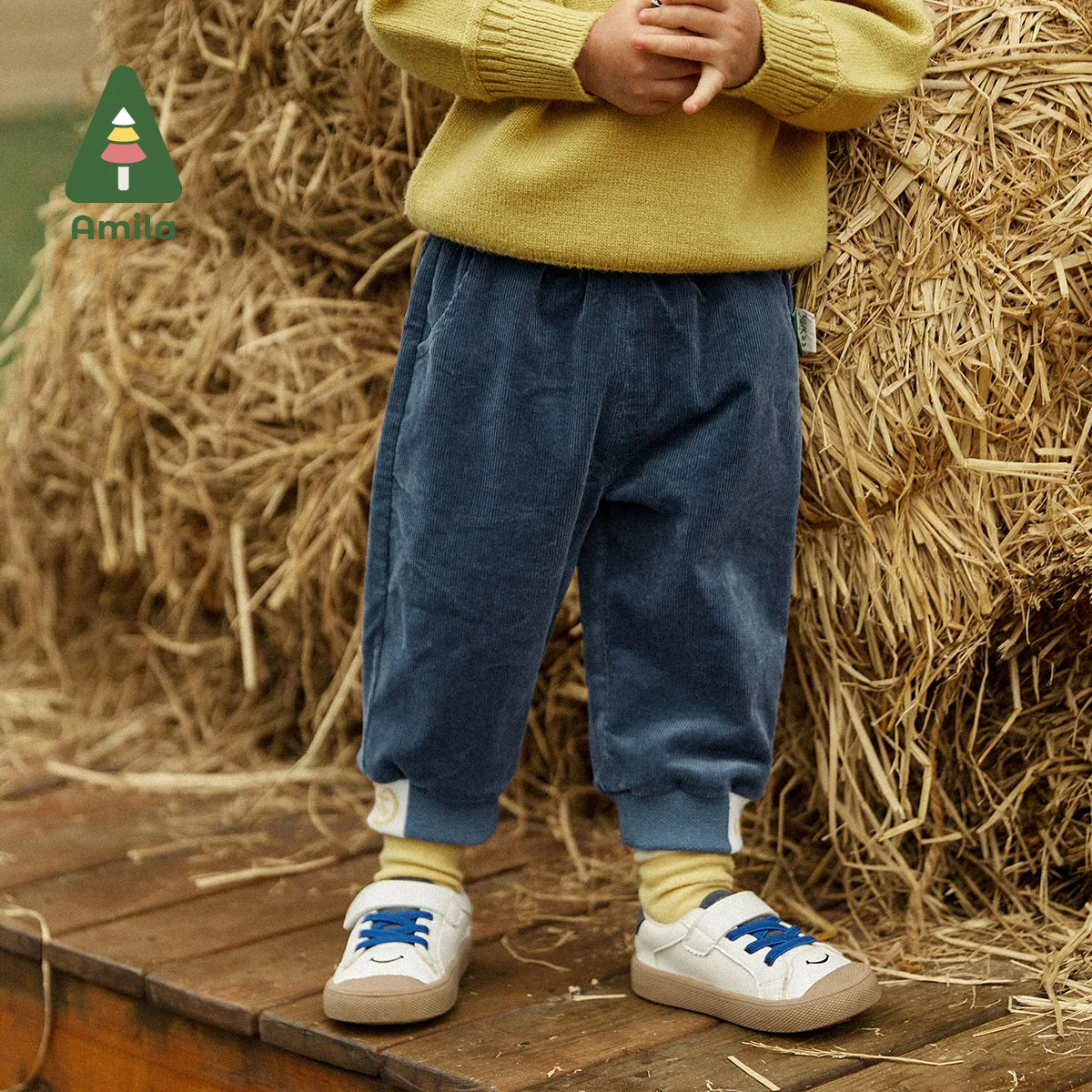 Amila Baby Pants 2022 Autumn Winter New  Girls and Boys Fashion Kids Corduroy Long Trousers Children Cotton Clothes