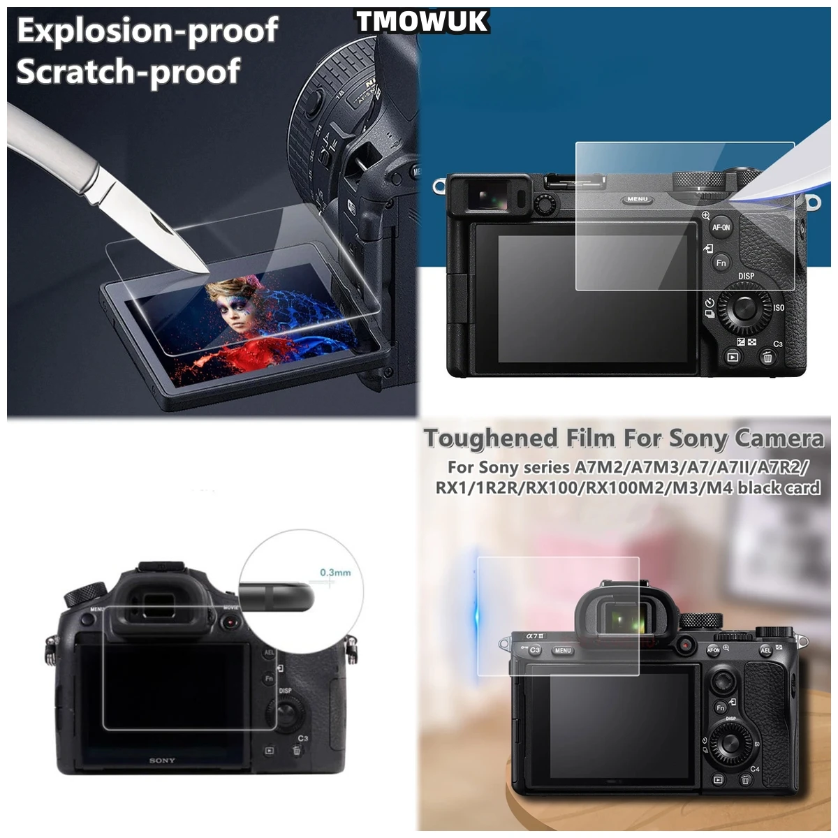 

For RX100 RX100IV RX100VII A9 A9II HD Clear Tempered Glass Screen Protector 9H Hardness Anti-Scratch Film