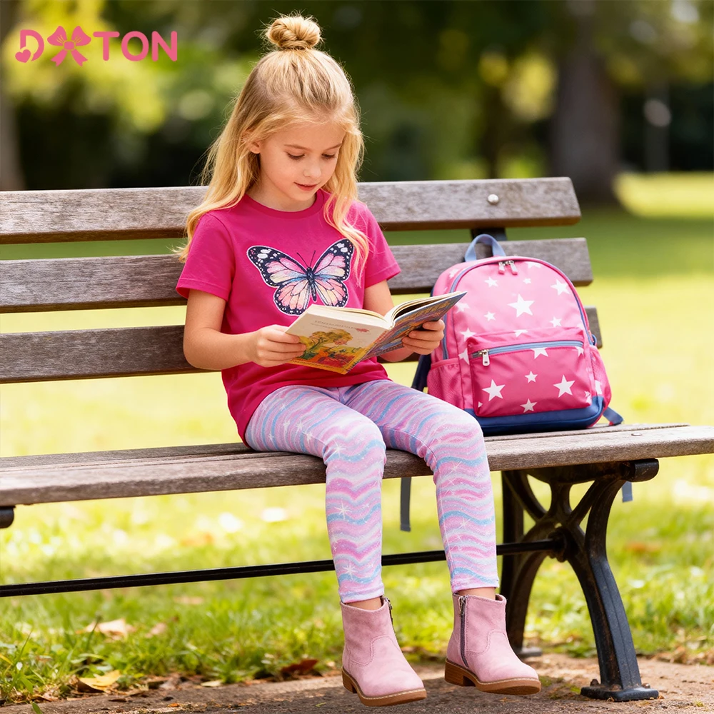DXTON Spring Children Girls Legging Elastic Kids Pants Outerwear Clothing Striped Gradient Candy Color Baby Girl Casual Trousers