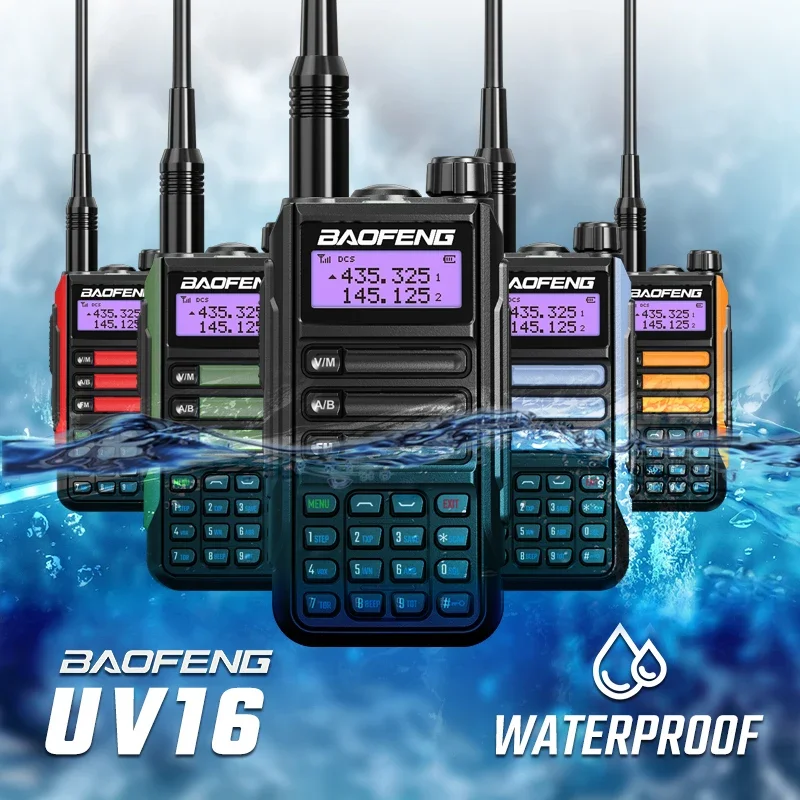 Baofeng uv16 walkie-talkie tri band professional hunting Ham waterproof long range Type-C charger VHF UHF two way Portable Radio