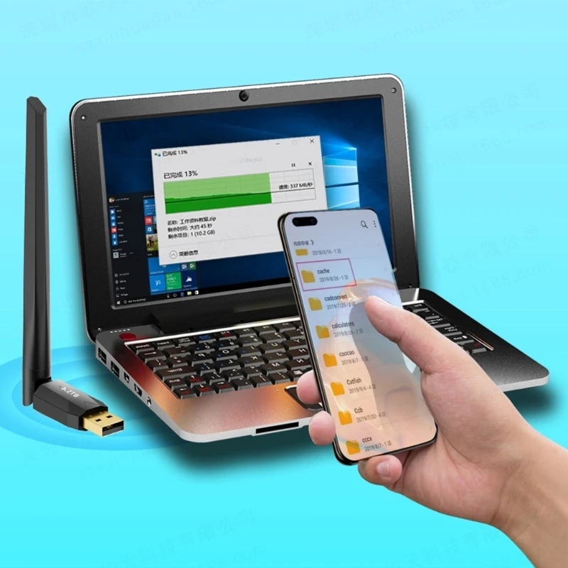 Bộ chuyển đổi không dây USB tương thích5.4 Bộ thu phát Kết nối mạnh mẽ cho Windows8.1/10/11 K1KF