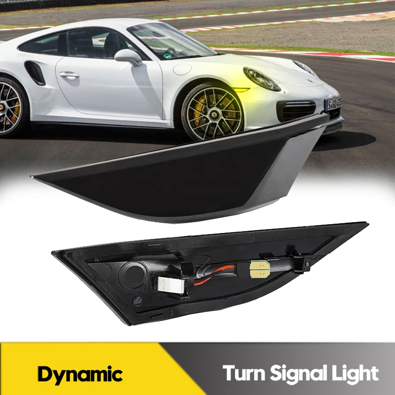 

2Pcs For Porsche 911 991 Boxster Cayman 981 982 718 LED Dynamic Side Marker Lights Car Turn Signal Lamps GT2 GT3 Carrera Spyder