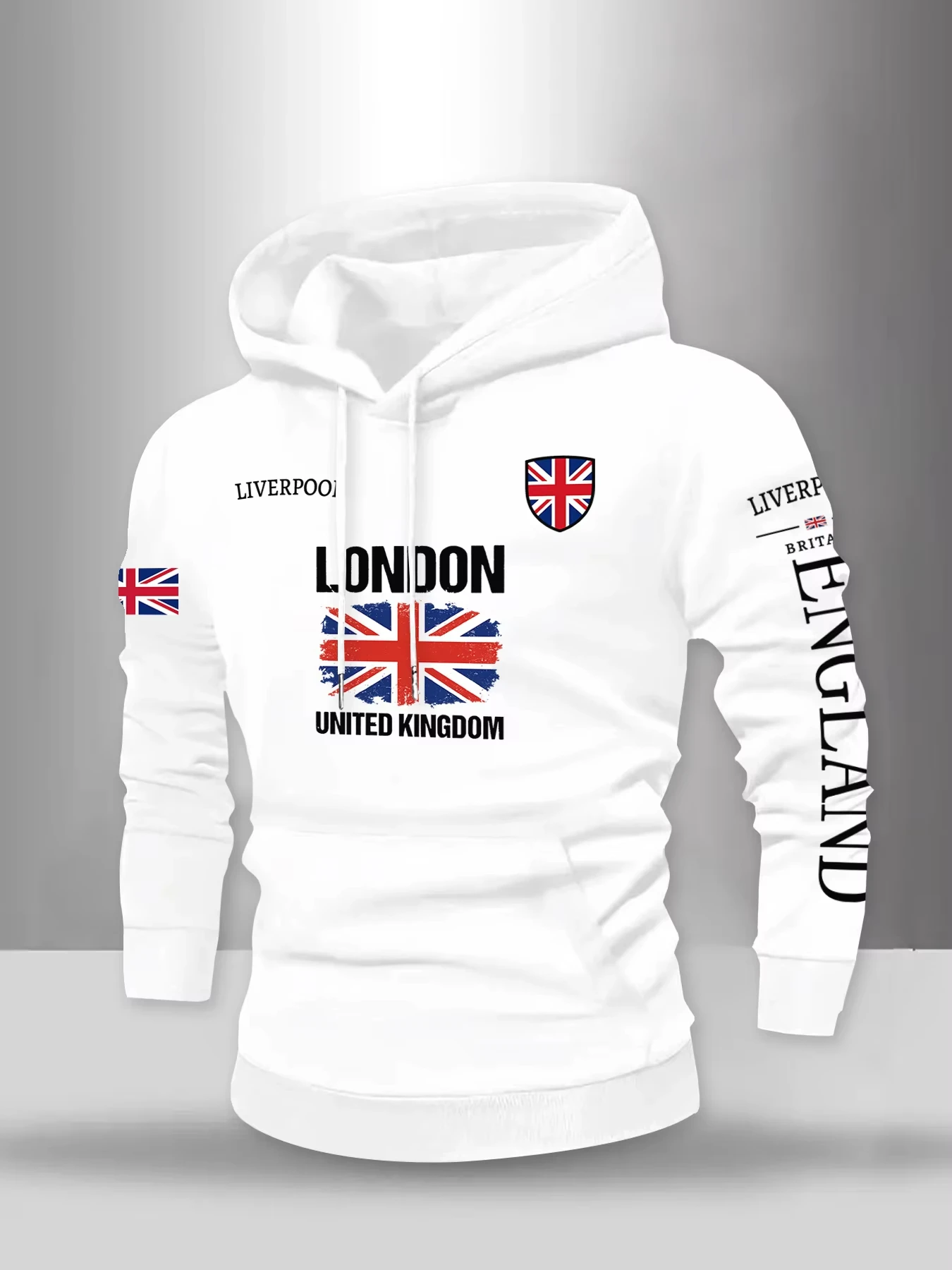 Men Autumn-Winter Collection UK London United Kingdom Flag Print Hoodie England Liverpool Letter Casual Streetwear Sports hoodie