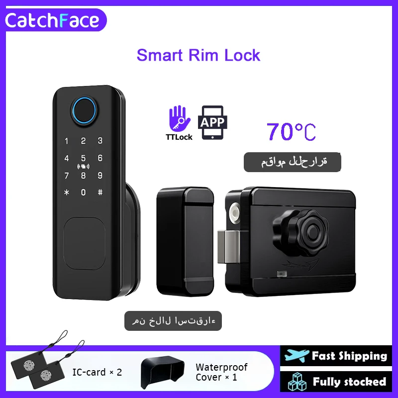 

Новый электрический дверной замок с отпечатком пальца TTLock, управление через приложение, для улицы, с дистанционным управлением, энергосберегающий, термостойкий, умный дверной замок с кодом и ключом