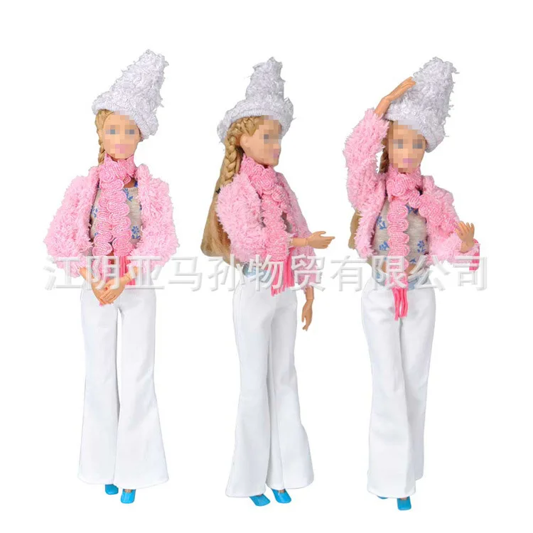 Handmade Doll Accessories Fashion Outfit Winter Doll Clothes Daily Casual Dress With Coat Bag Cap Suit for Doll Clothes