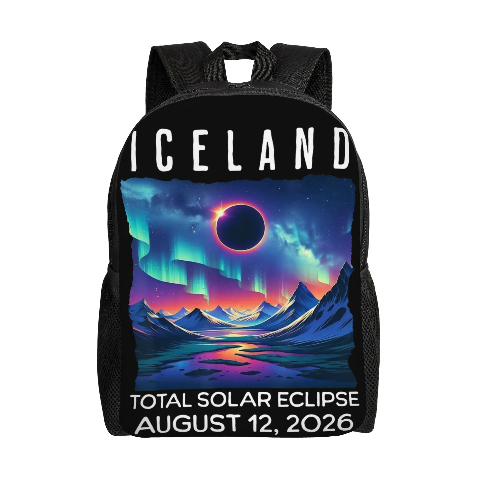 Iceland Eclipse 2026 August 12 Total Solar Eclipse Backpack with Pocket High School  Daypack for Men Women Laptop Shoulder Bag