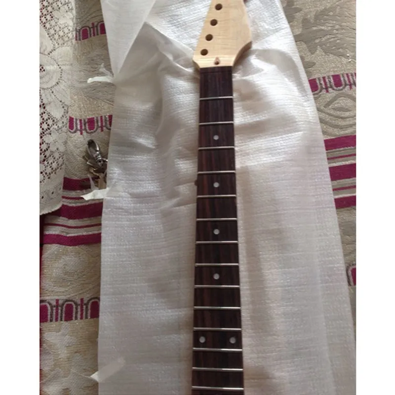 Disado 22 Frets Tiger Flame Maple Wood Color Electric Guitar Neck Rosewood Fingerboard Guitar Accessories Parts