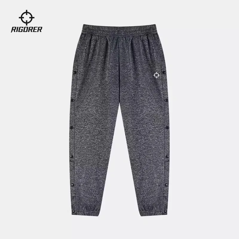 RIGORER Men Knitted Buckle Pants Basketball Running Training Fitness Elastomer Tight Napped Comfortable Loose Fit Sports Pants