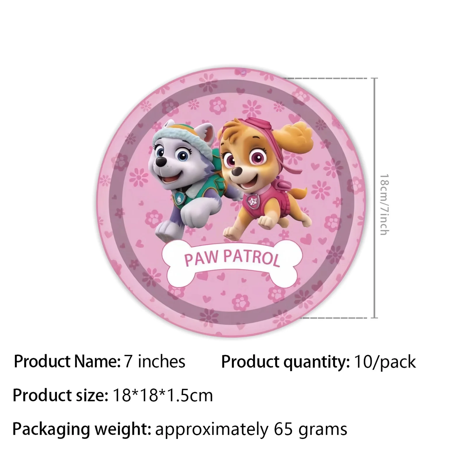 7/9 inch Paw Patrol Plate Birthday Party Decor Dogs Skye Disposable Paper Plate Baby Shower Kids Boy Girls Favor Party Supplies