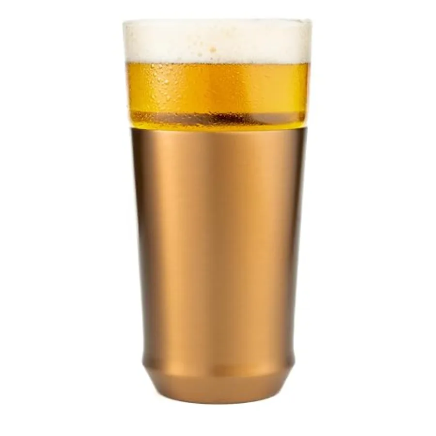 

Hybrid Vacuum Insulated Base with Removable Pint Glass Insert, Ideal Insulation for Beers and Cold Beverages with Built-in Bott
