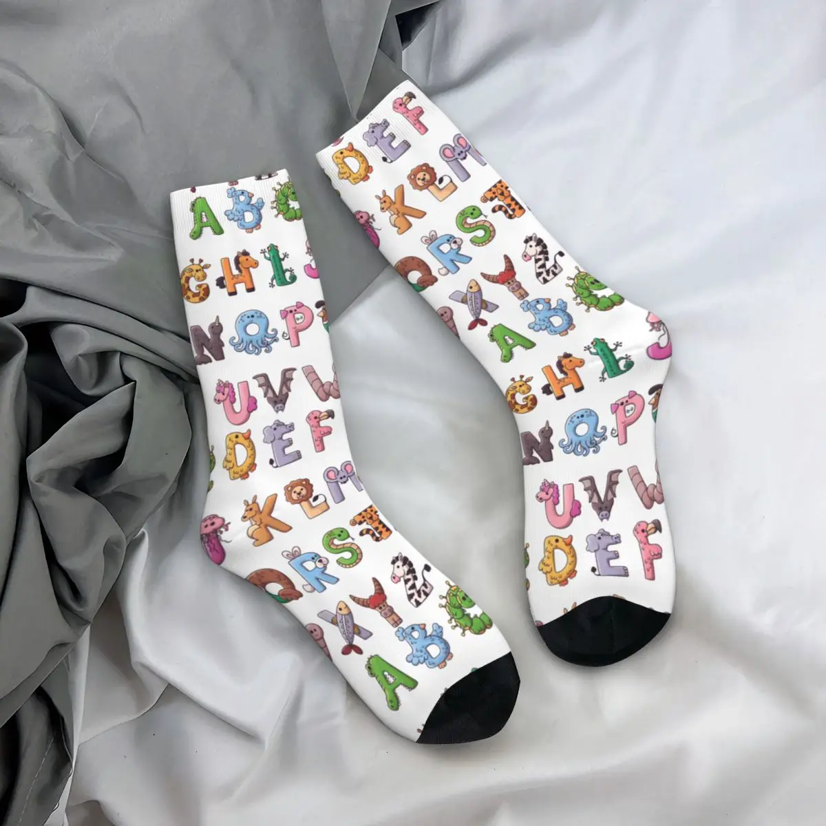 Calcetines con letras del alfabeto Lore para hombre y mujer, accesorios de juego, transpirables, estampados, primavera, otoño e invierno, pequeños regalos