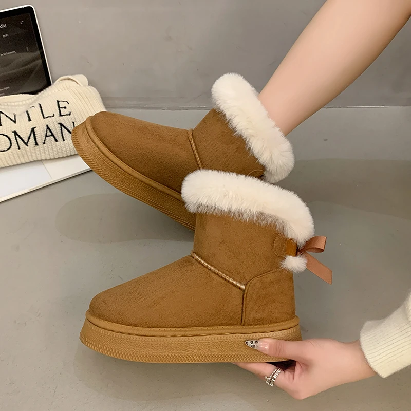 Snow Boots For Women Winter Footwear Female Shoes Boots-Women Leather 2024 Ladies Lolita Fur Shearling Lolita Boots Leather Wome