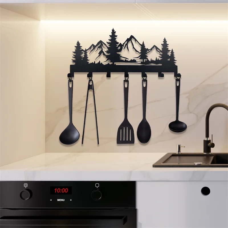 Mooie Berg Bos Vorm Metalen Sleutelhouder Muur Haken Organizer Deur Entree Gang Keuken Muur Decor Rek Haak