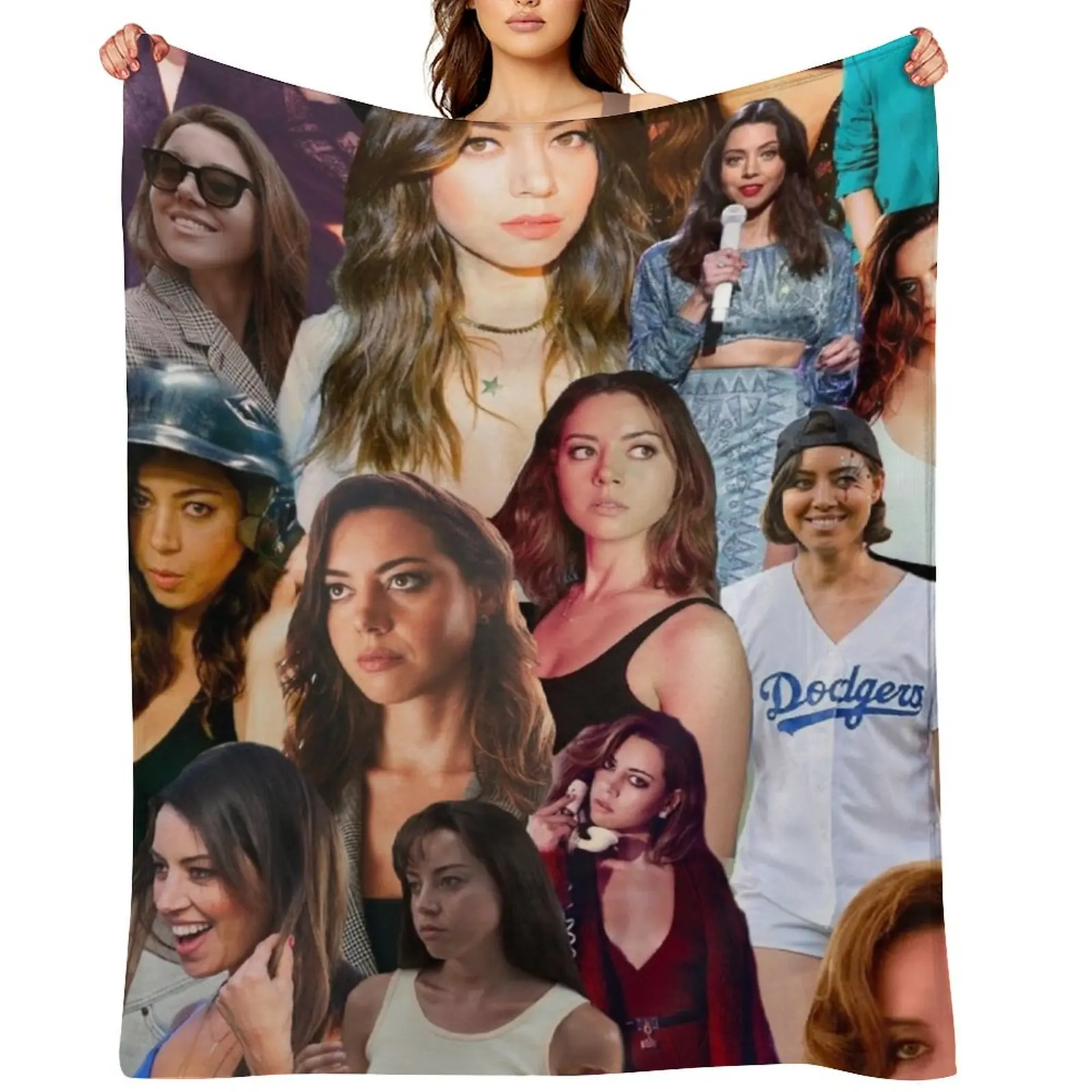 Aubrey Plaza collage Throw Blanket Retros christmas gifts Blankets For Baby Luxury Brand Blankets