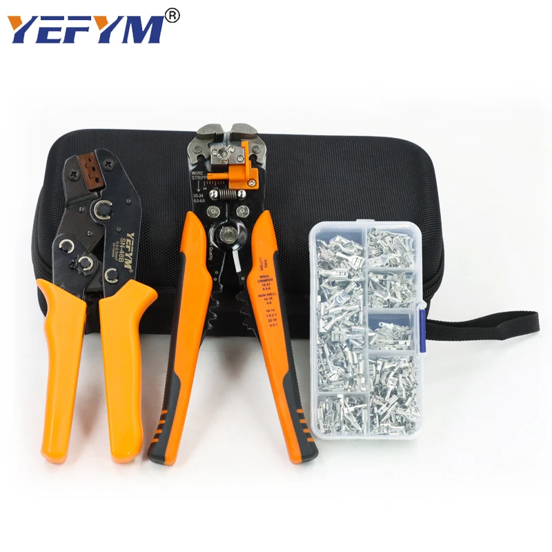 SN-48B Crimping Pliers Tools set for 2.8 4.8 6.3mm Terminals double-deck Kit Bag YE-1 Multifunctional wire stripper Repair Clamp