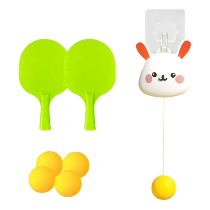 

Portable Hanging Table Tennis Trainer Set Indoor Table Tennis Trainer with Racket and Ball Workout Set for Kids