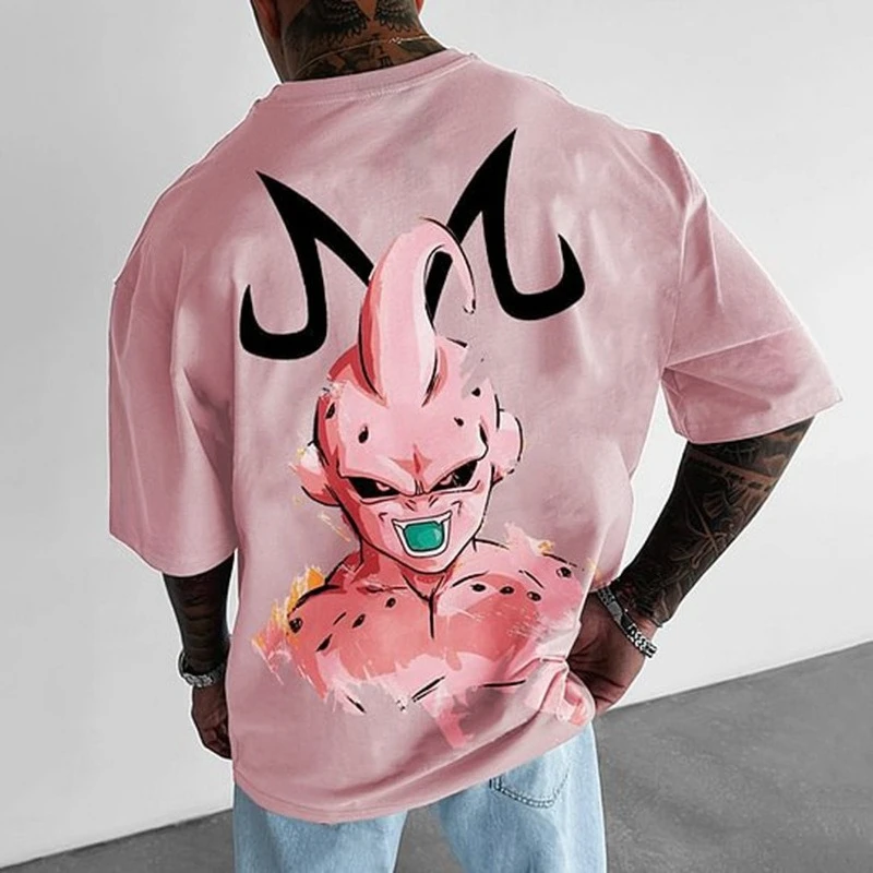 

Summer New Dragon Ball Fat Devil Buou Printing Personality Heavy Cotton Plus Size T-shirt Short Sleeve Men's Top Tide 2025