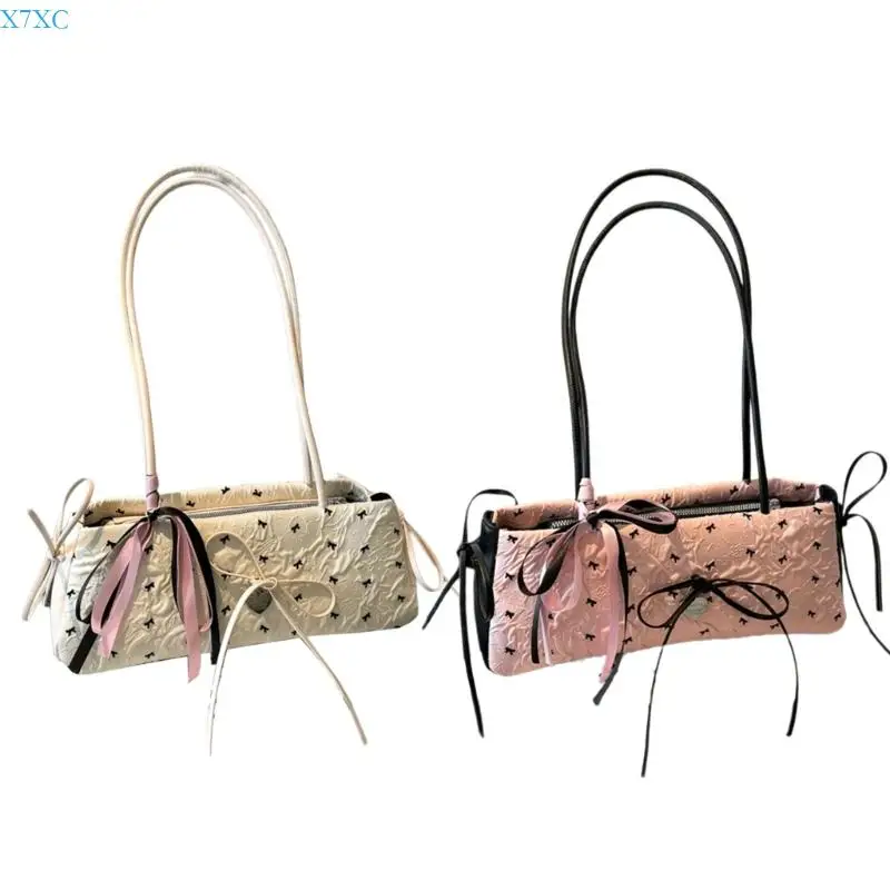 

X7XC Women Armpit Bag Handbag All-matching Shoulder Bag Lovely Bows Underarm Bag