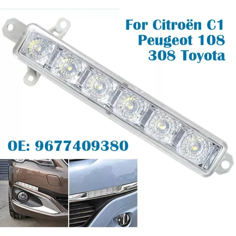 

For Citroen C1 2006-2017 Citroen C3 2015-2019 9677409380 9802795580 PG2044330 Car DRL 6LED Daytime Running Light Lamp