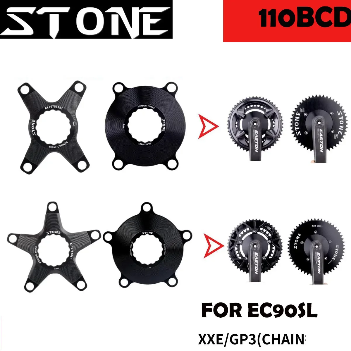 Stone Chainring Spider Adapter Converter for EC90SL To 110BCD 4Arms 5 Arms  of single double bicycle chainring bike parts