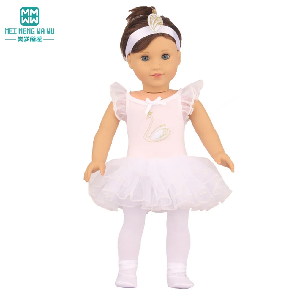 43cm Newborn Doll & American Doll Clothes Ballet skirt + Tights + Dancing Shoes Three-Piece Doll Accessories Girl Gifts