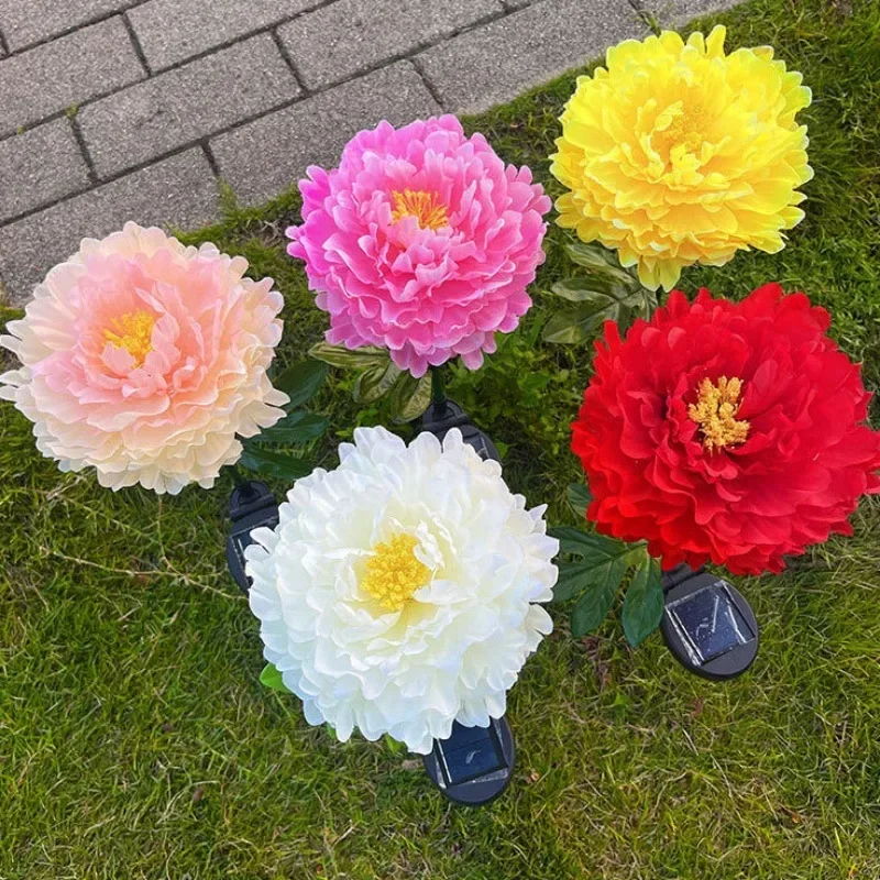 1 Heads Solar Lights Outdoor Decorative Solar Garden Lights Rose Flower Lawn Lamp for Yard Patio Garden Decor