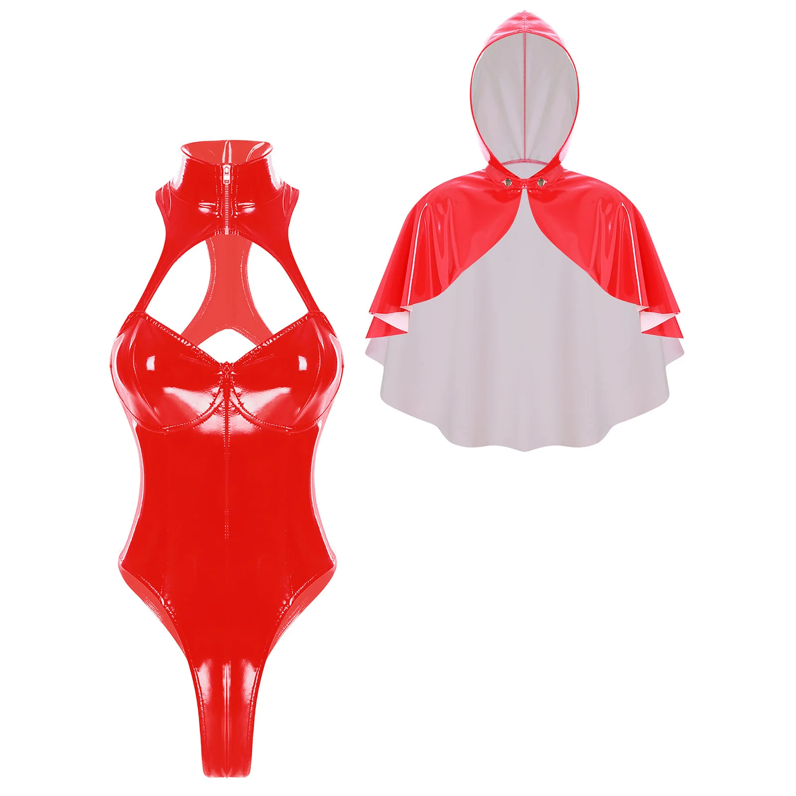 

Женское нижнее белье, плащ с капюшоном и боди с мокрым эффектом, боди с вырезами и накидка, готический костюм в стиле стимпанк, костюм для рейв-вечеринки