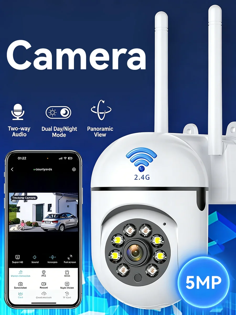 

Беспроводная Wi-Fi камера PEGATAH 8 МП 2K HD с ночным видением для внутреннего и наружного использования, видеонаблюдение, радионяня