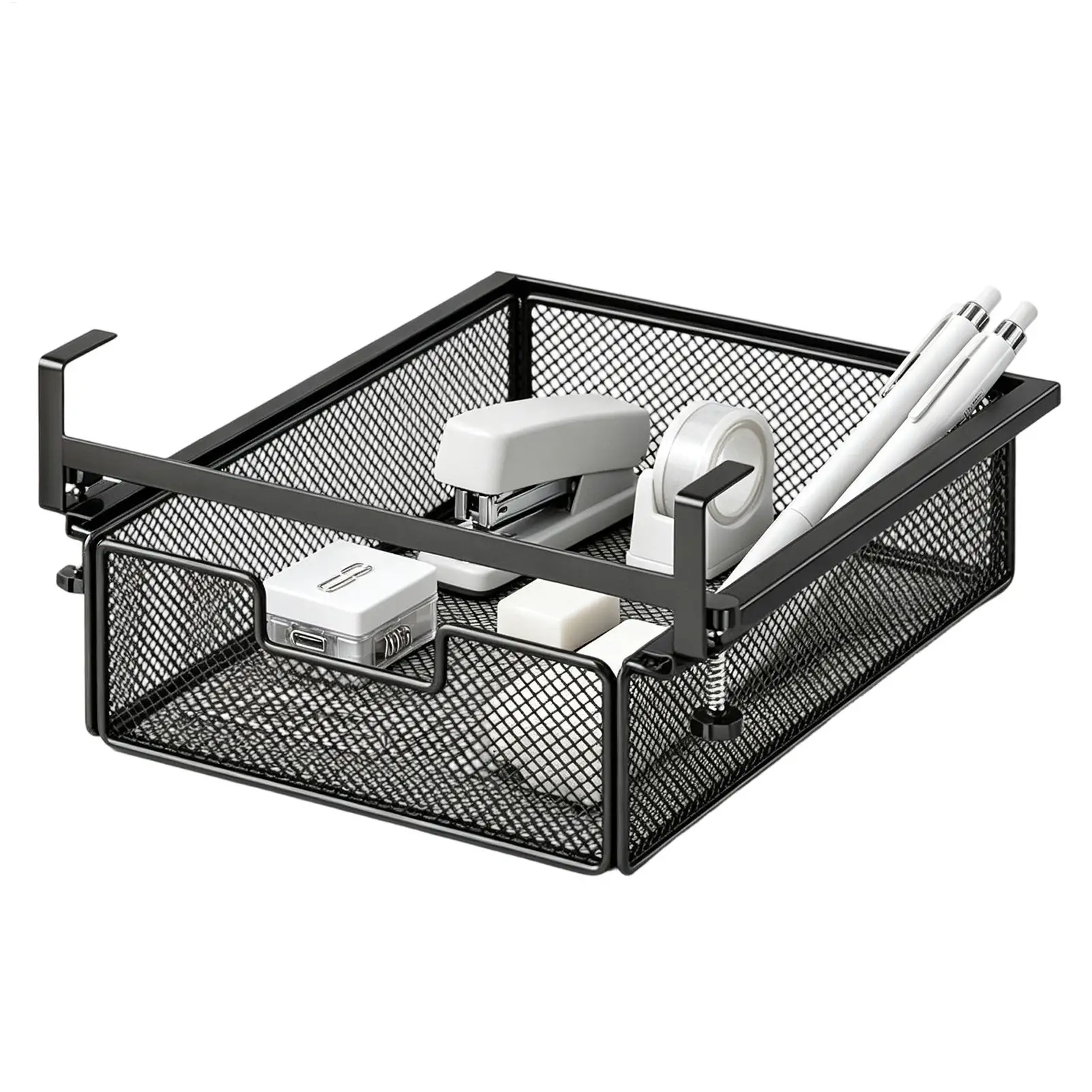 No Drilling Slide Out Under Desk Drawer Invisible Under Table Storage Organizer Box Space Saving Accessory For Students Gamers