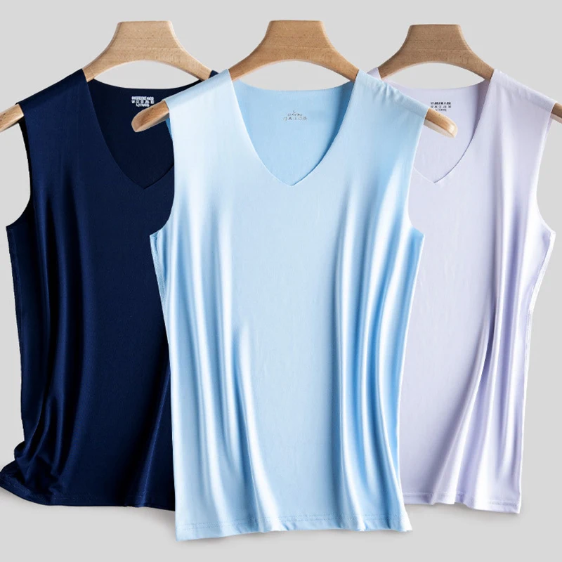 Summer Men Tank Tops Bodyshaper Fitness Shirts Seamless Ice Silk Cool Sleeveless V Neck Breathable Undershirt Men's Running Vest