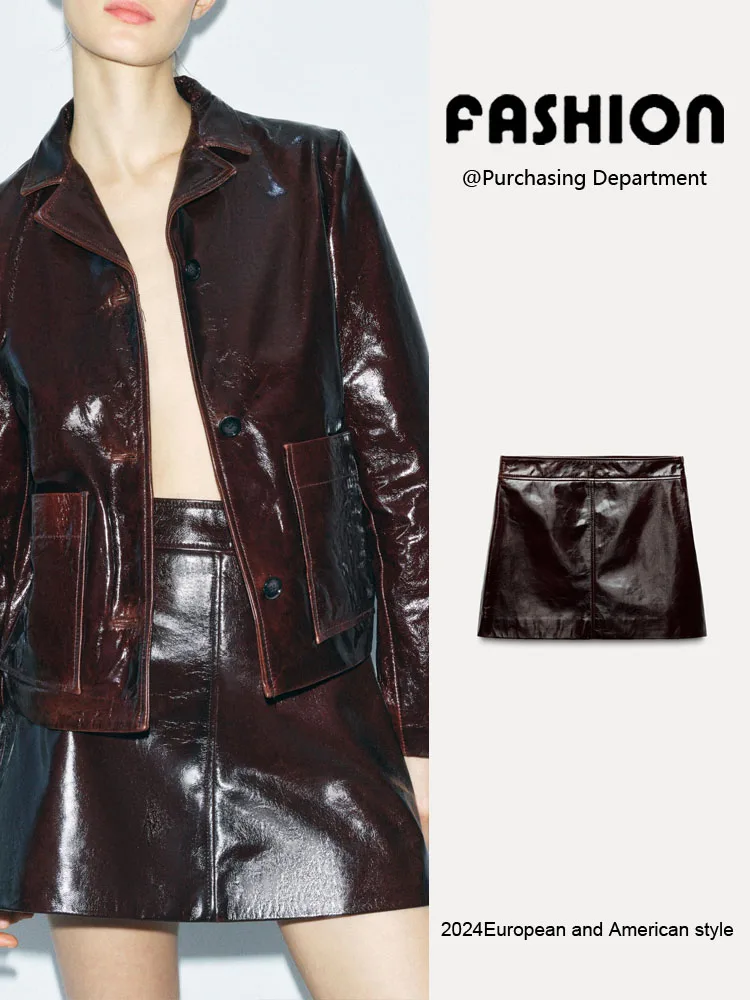 

Spring New Arrival A-Line Skirt Leather Ele Faionable Women's Versatile ort Skirt Commute Sle 2025