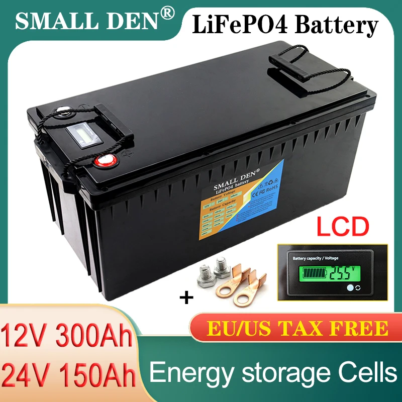 12V 300Ah 24V 150Ah LiFePO4 Battery Pack 2000W/4000W High Power For Electric Boat forklift RV UPS golf cart Inverter Solar Light