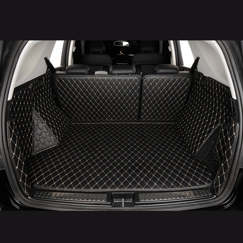 

5 Seats Durable Custom Leather Car Trunk Mat For Hyundai Santa Fe TM 2019 2020 2021 2022 Auto Carpet Accessories Interior Parts