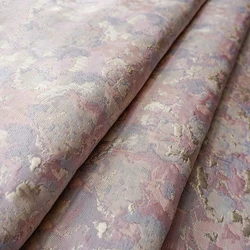 Pink Gold Purple Flower Embossed Jacquard Yarn Dyed Fabric for Dress Curtains Shoes Diy Making 45cmx150cm