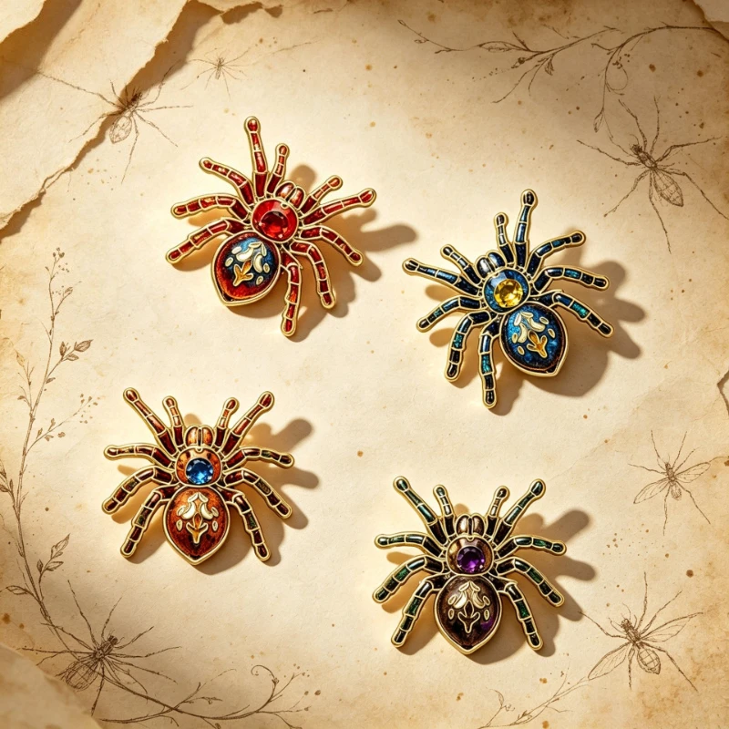 Fashion Creative Colorful Spider Brooch Vintage Alloy Enamel Decorative Party Badge Commute Pin DIY Clothing Bag Hat Scarf Jeans