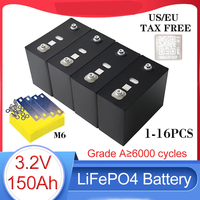 1-16PCS New 3.2V 150Ah Lifepo4 battery 3C High power 6000 cycles DIY 12v 24v 48v Solar storage Electric tool boat EV RV Inverter